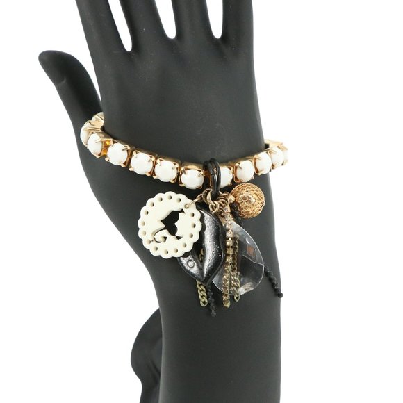 Betsey Johnson She Devil Lips Crystal Vintage Y2K Charm Stretch Bracelet - Picture 1 of 6